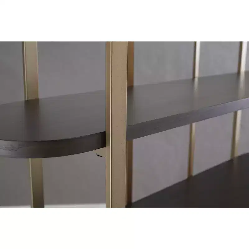 Signature Design by Ashley Brentmour 72 Modern Bookcase with 5 Shelves - Brown Wood & Gold Metal Frame