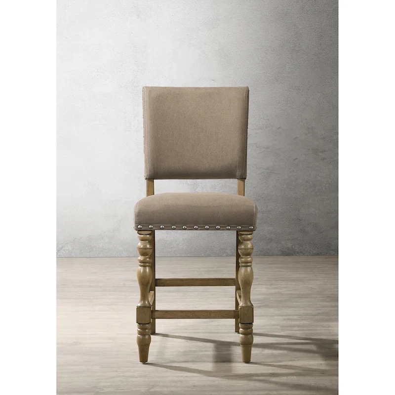 Birmingham Driftwood Finish Table with Nail Head Chairs Counter Height Dining