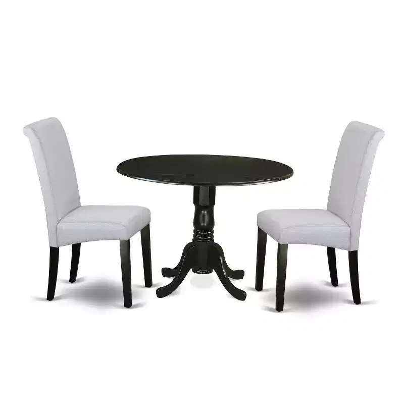 Kitchen Table Set 3 Piece Round Dining Table & Chairs Nordic Modern Design 42 Inch
