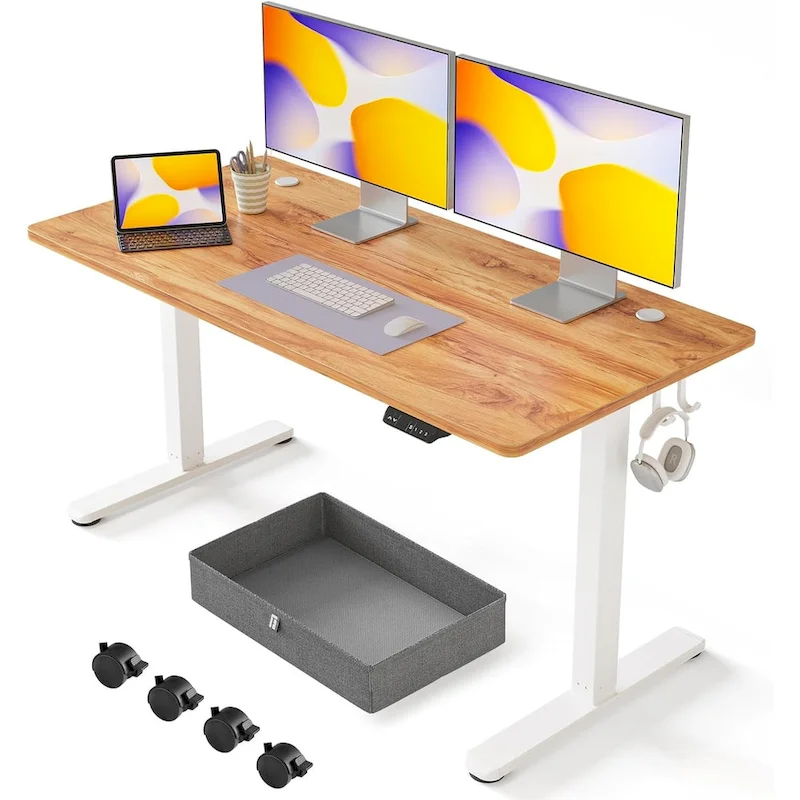 Standing Desk with Drawer, Adjustable Height Electric Stand up Desk, Sit Stand Home Office Desk, Ergonomic Workstation