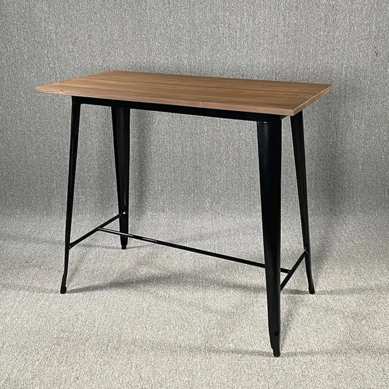 Industrial Brown Wood Black Metal Bar Tables
