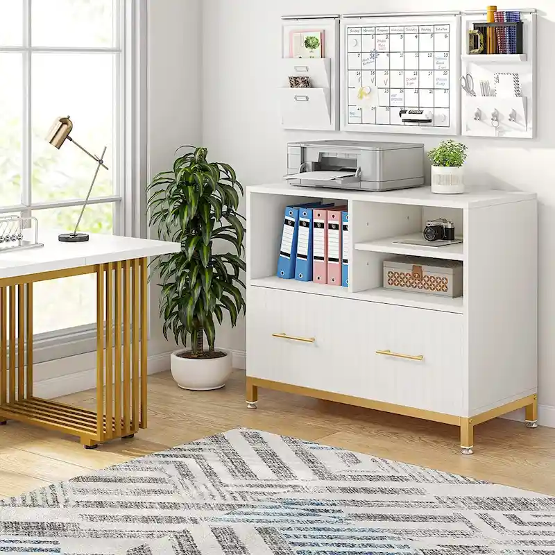 Wood Lateral File Cabinet with Drawer for Letter or A4 Size Files