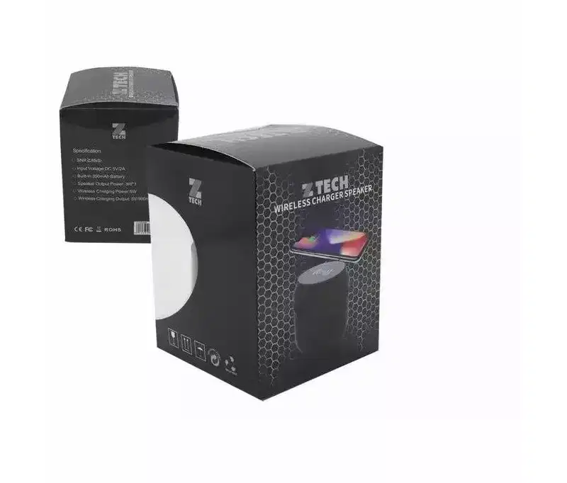 Link Mini 2 in 1 Mini Bluetooth Speaker With 5W Fast Wireless Charging Pad Station Compatible for iPhone & Samsung - Black