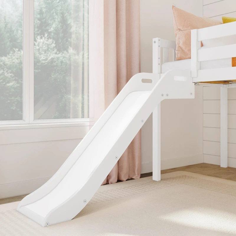 Max and Lily Classic Twin Low Loft with Stairs, Easy Slide and Curtain