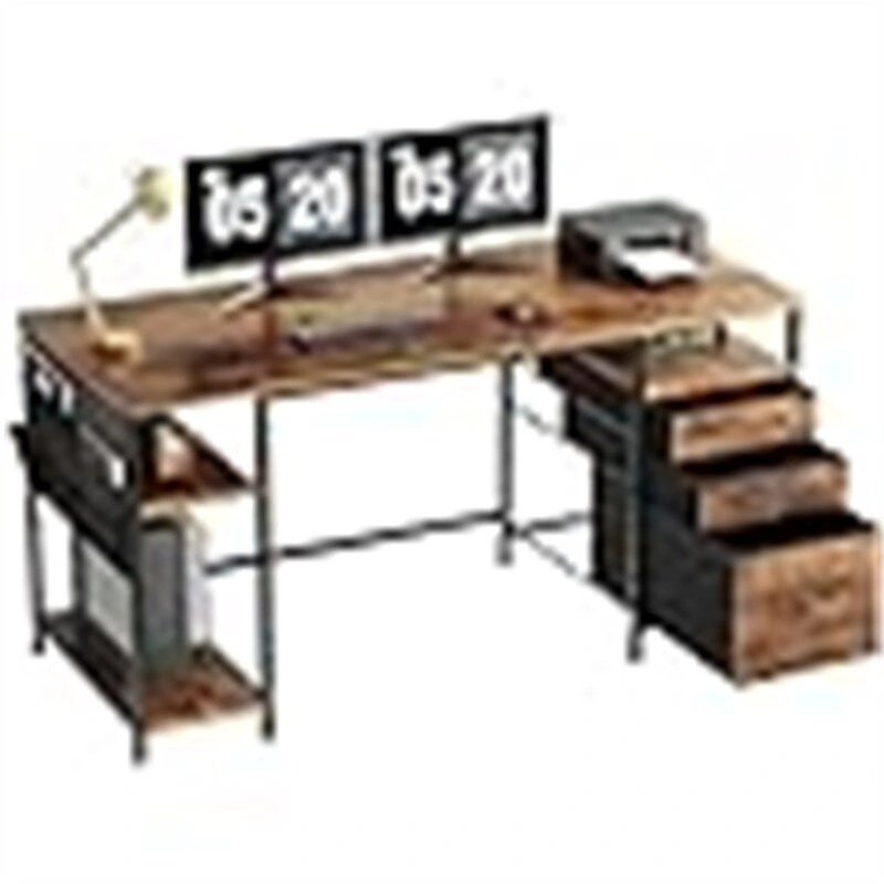 Desks with Drawers and Shelves - 21.65 D x 59.06 W x 29.13 H
