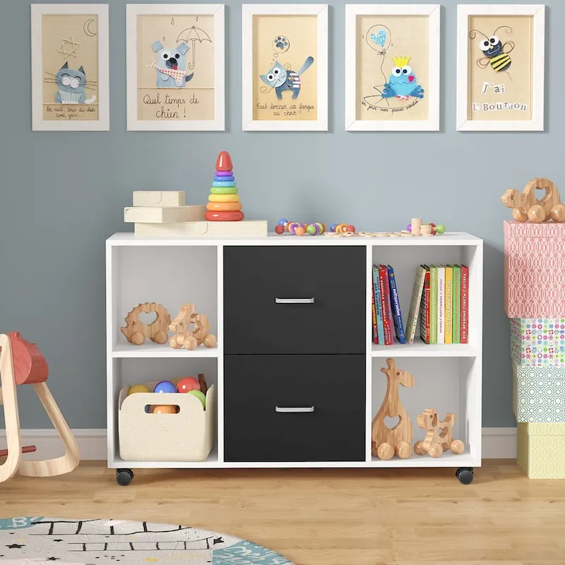 Mobile Lateral File Cabinet with 2 Drawers, Filing Cabinet Printer Stand