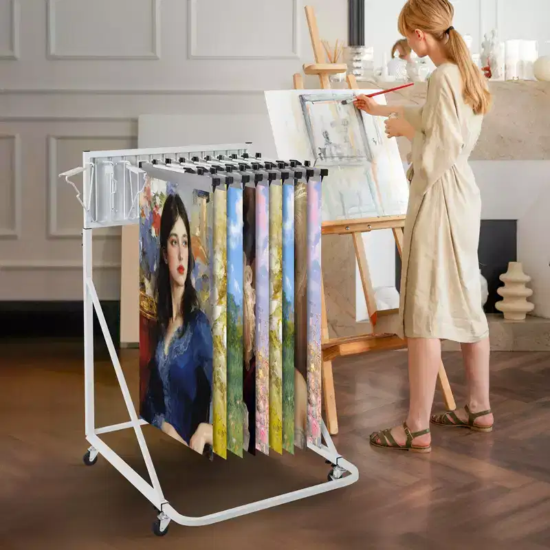 VEVOR Mobile Blueprint Storage Rack,Plan Holder with 12 Pivot Brackets,Mobile Blueprint Holder Adjustable Height & Length,(Rack Only Without Clamps)