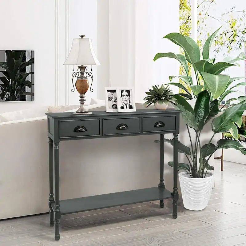 Wood 3-drawer Console Hallway Table