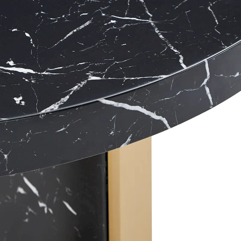 Saki 43 Wide Faux Marble Round Dining Table Set by iNSPIRE Q Modern