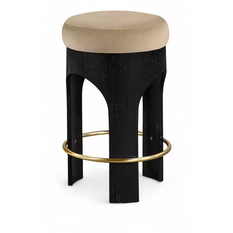 Meridian Furniture Bocceli Black Finish Velvet Upholstered Counter Stool