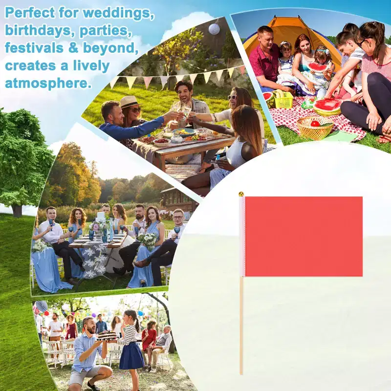 Unique Bargains Mini Sublimation Polyester Hand Held Plain Flags 12 Pcs