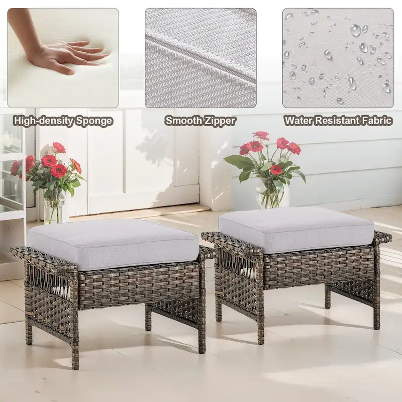 Gymojoy Patio Swivel Rocking Lounge Chair with Ottoman - Brown