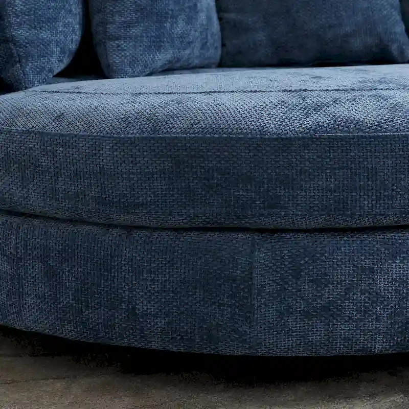 Modern Sofa Chair Round Accent Barrel Chair With 5 Pillows and Optional Ottoman