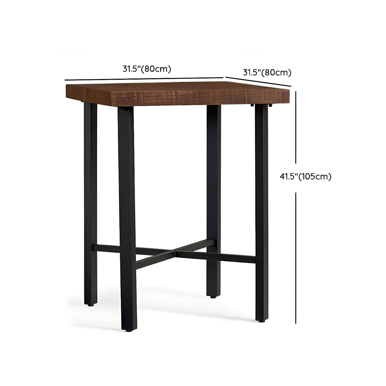 Industrial Square Bar Tables Brown Pine Wood Metal Trestle