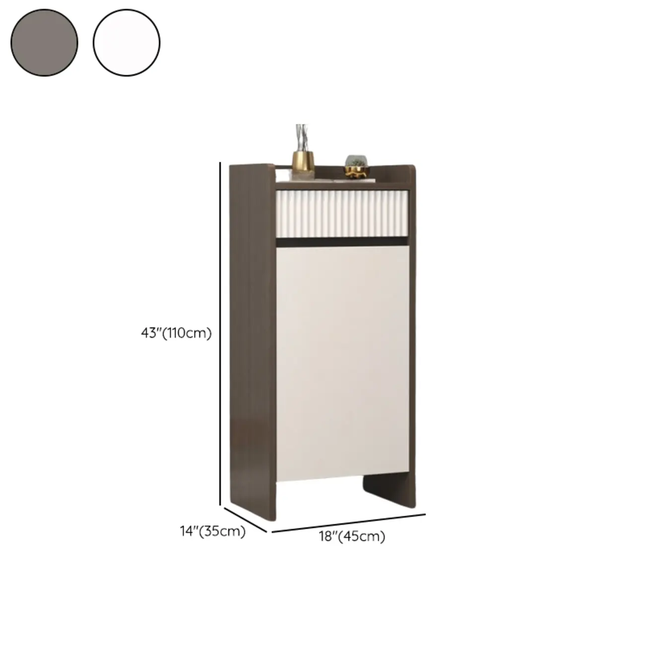 Modern Wood Shoe Cabinet with Drawer and Shelves