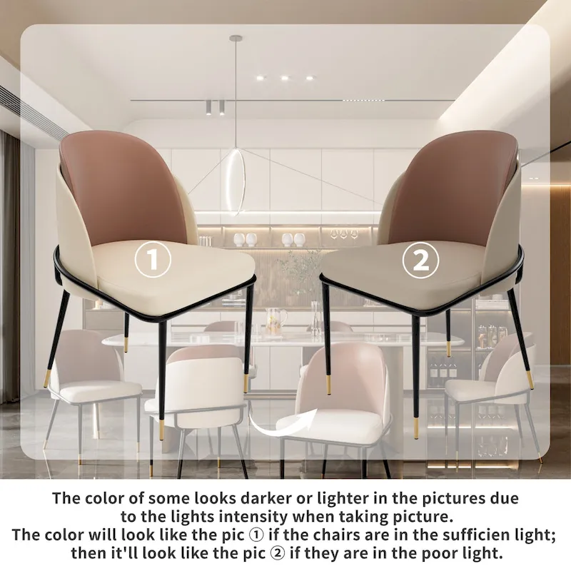 Set of 2 Microfiber Leather Upholstered Dining Chairs with Metal Legs - 20x21x32