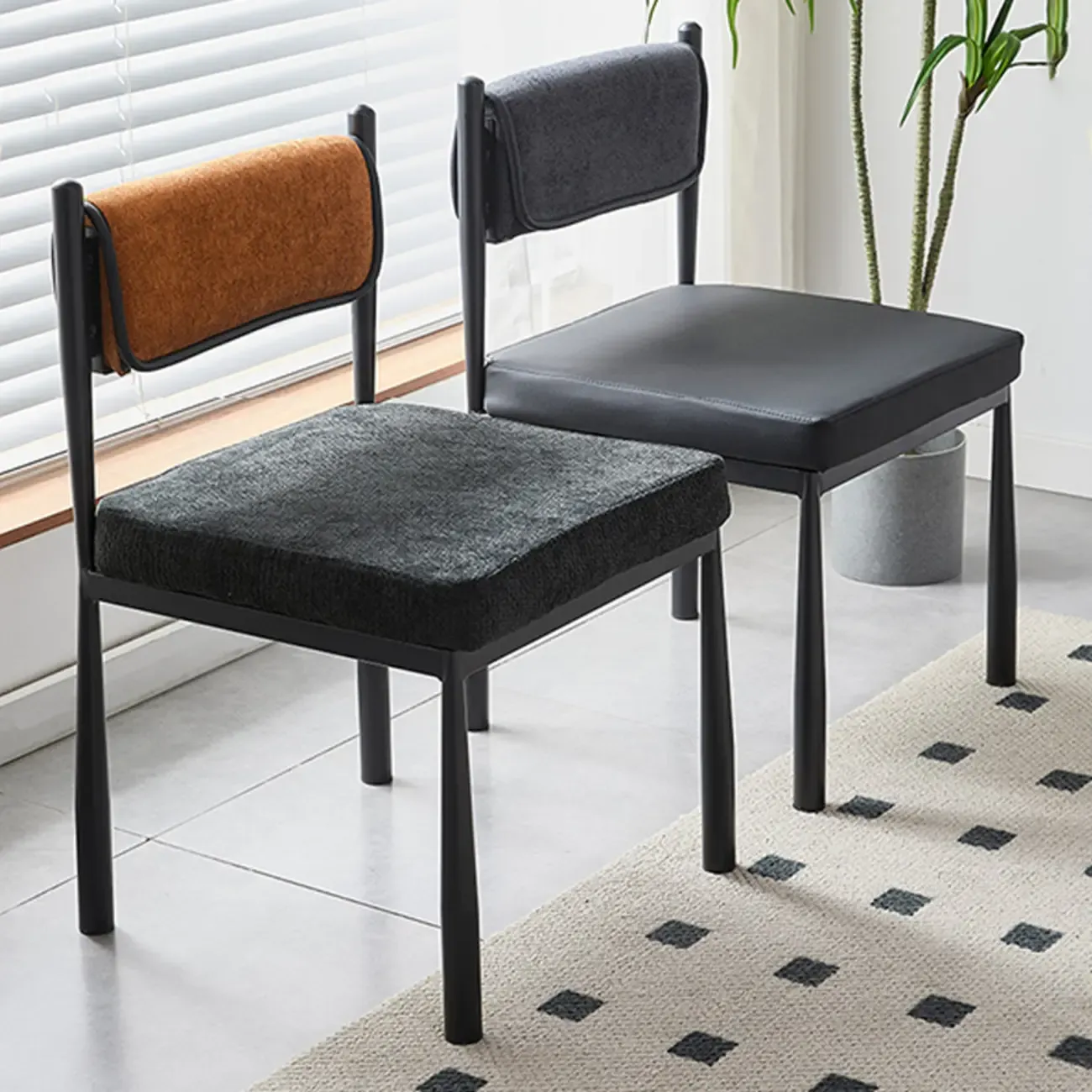 Mid-Century Modern Linen Upholstered Dining Chair