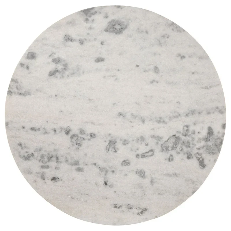 White Marble Top Round Dining Table with Brown Fluted Pedestal Base - 46 Inch