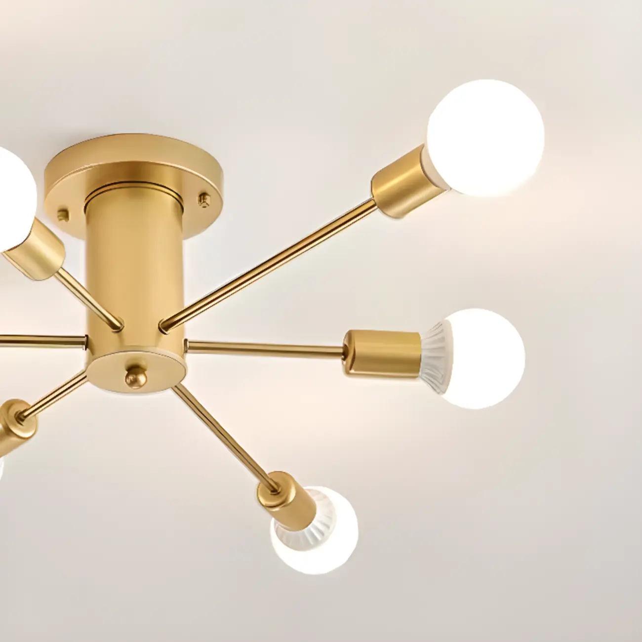 Modern Gold Sputnik Semi Flush Mount Ceiling Light