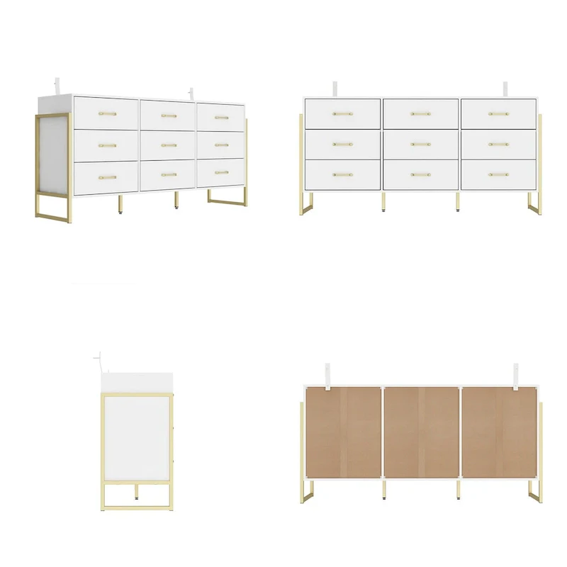 Versatile 9-Drawer Dresser - Sleek Black & Gold, Premium Quality Chest