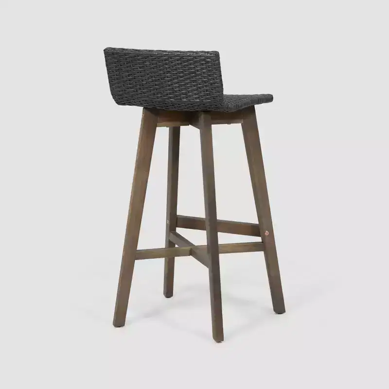 4pk La Brea Acacia Wood & Wicker Patio Barstools - Christopher Knight Home
