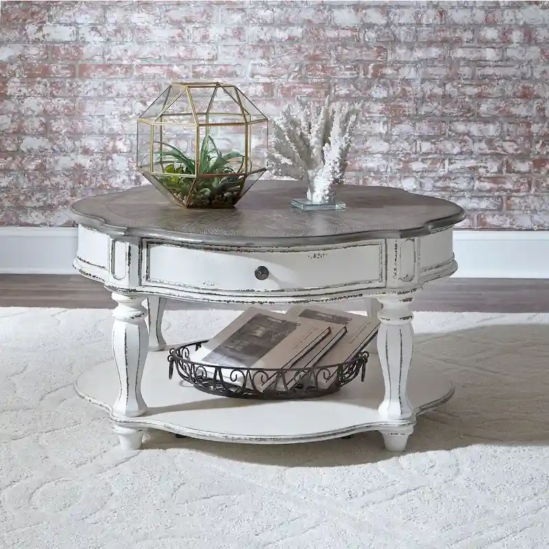 Magnolia Manor Antique White Round Cocktail Table