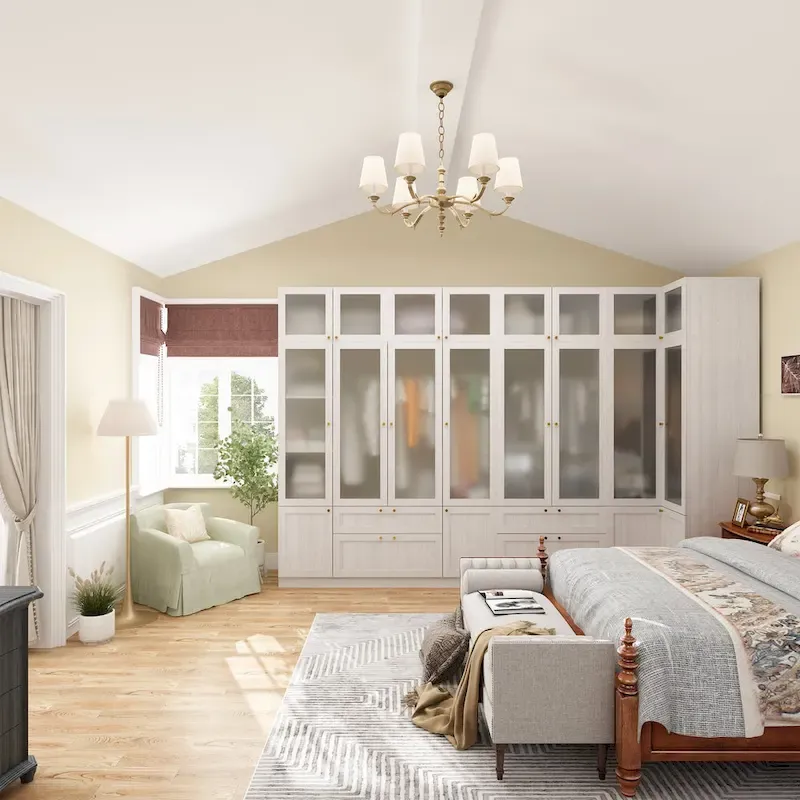 Large Frosted Glass Wardrobe Armoire — Versatile Closet Storage