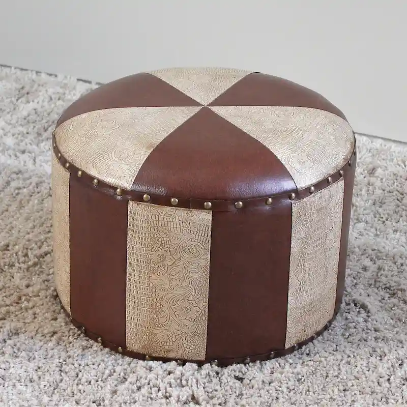 International Caravan Carmel Round Ottoman Stool