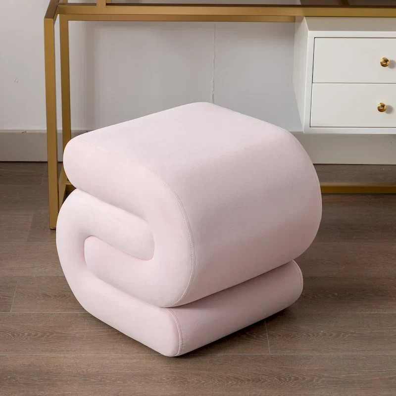 Modern S-shape Fabric Ottoman Makeup Stool Footstool
