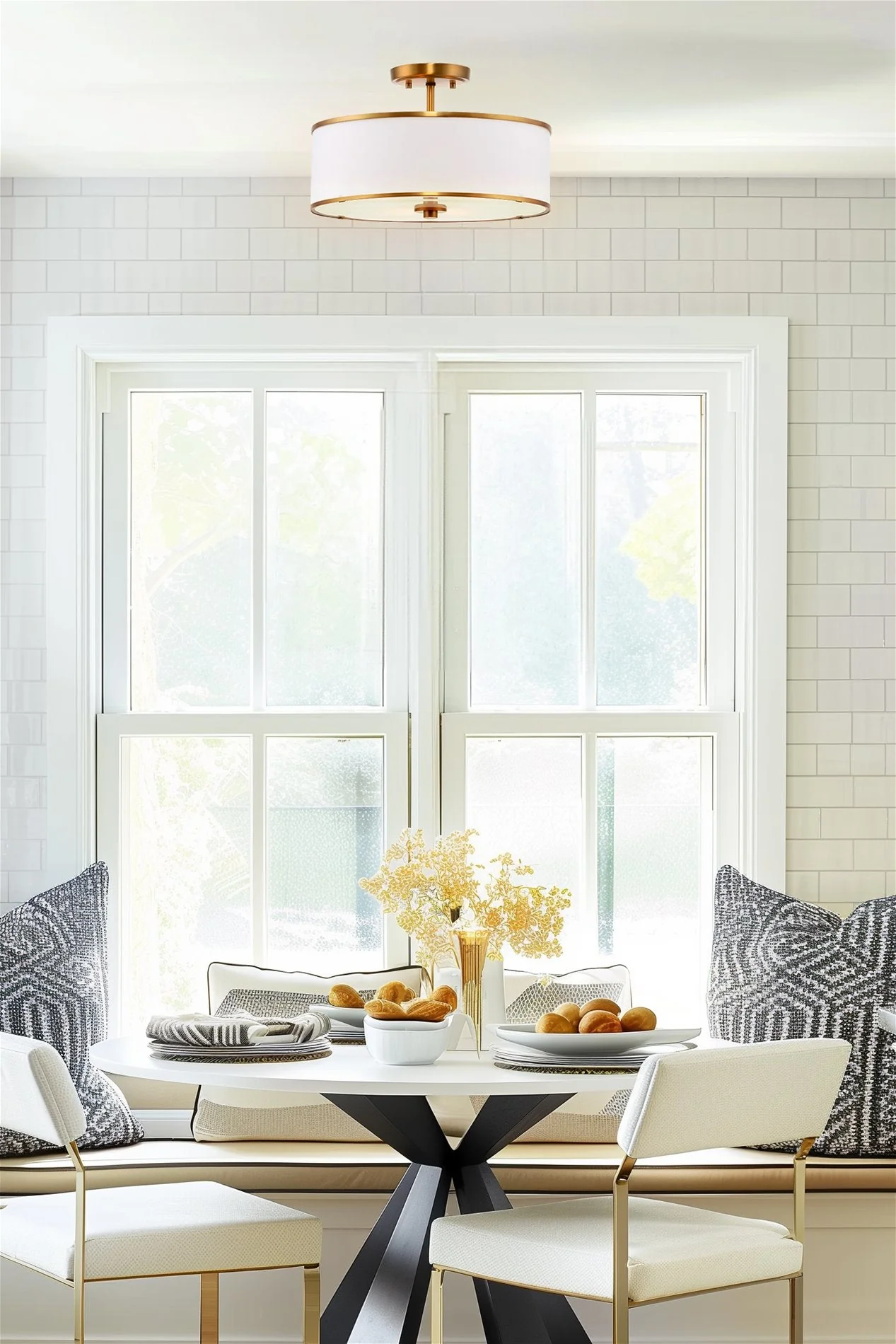 Chloe 15 Retro Modern 3-Light Semi-Flush Mount Ceiling Light