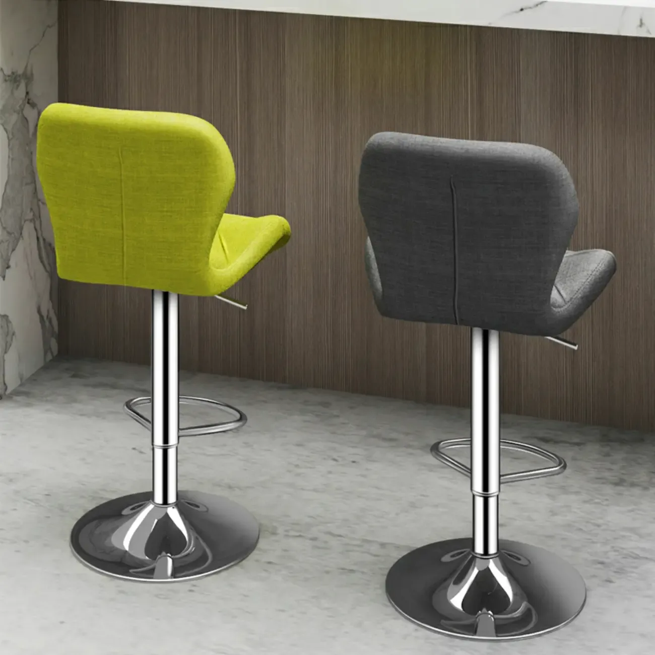 Square Adjustable Swivel Leather Bar Stools with Back