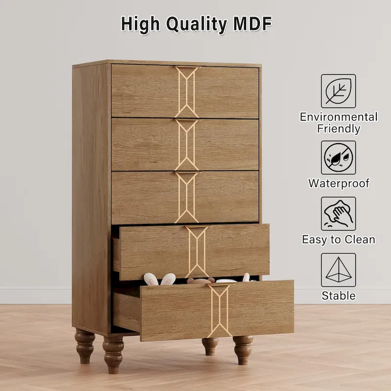 5 Drawer Dresser, Modern Wooden