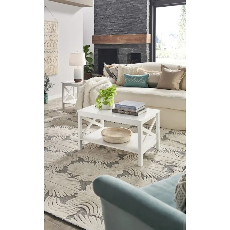 The Gray Barn Xanadu Hill X-frame Two-tier Coffee Table with Shelf