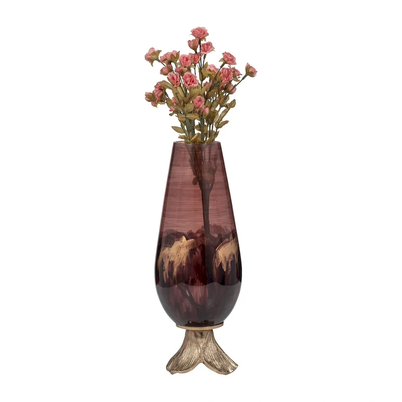 Sagebrook Home Abstract Glass Vase with Gold Accents