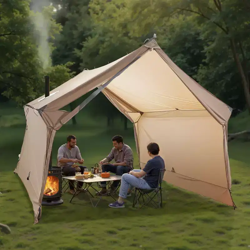 VEVOR Camping Hot Tent, 2 Persons Cabin Hot Tent with Stove Jack, Waterproof Winter Tents Shelters with Vents, Lightweight & 4 Season, Brown