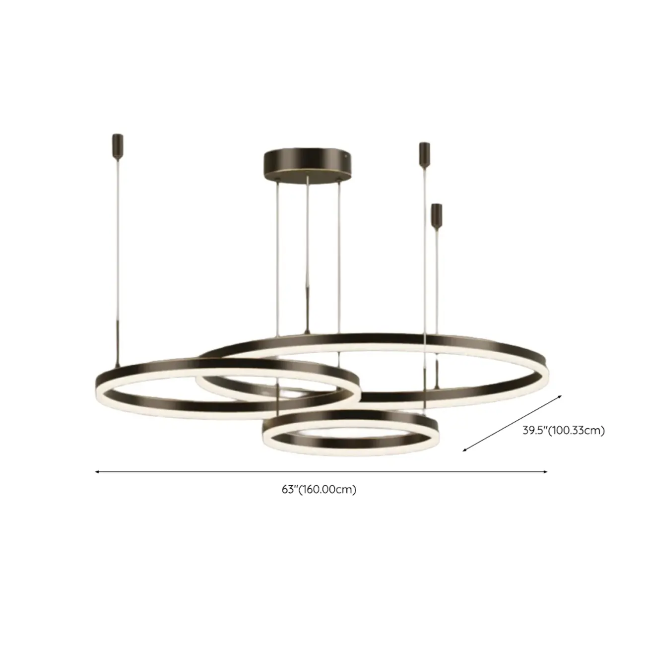Modern Gold Multi-Circle Tiered Metal Ring LED Chandelier