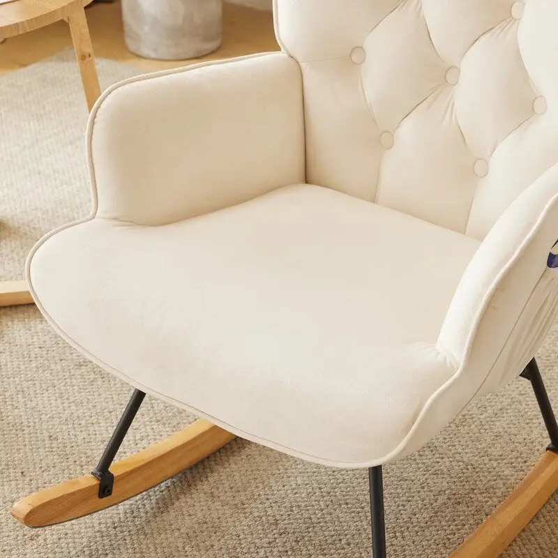 Rocking Chair Nursery, Upholstered Glider Rocker with High Backrest