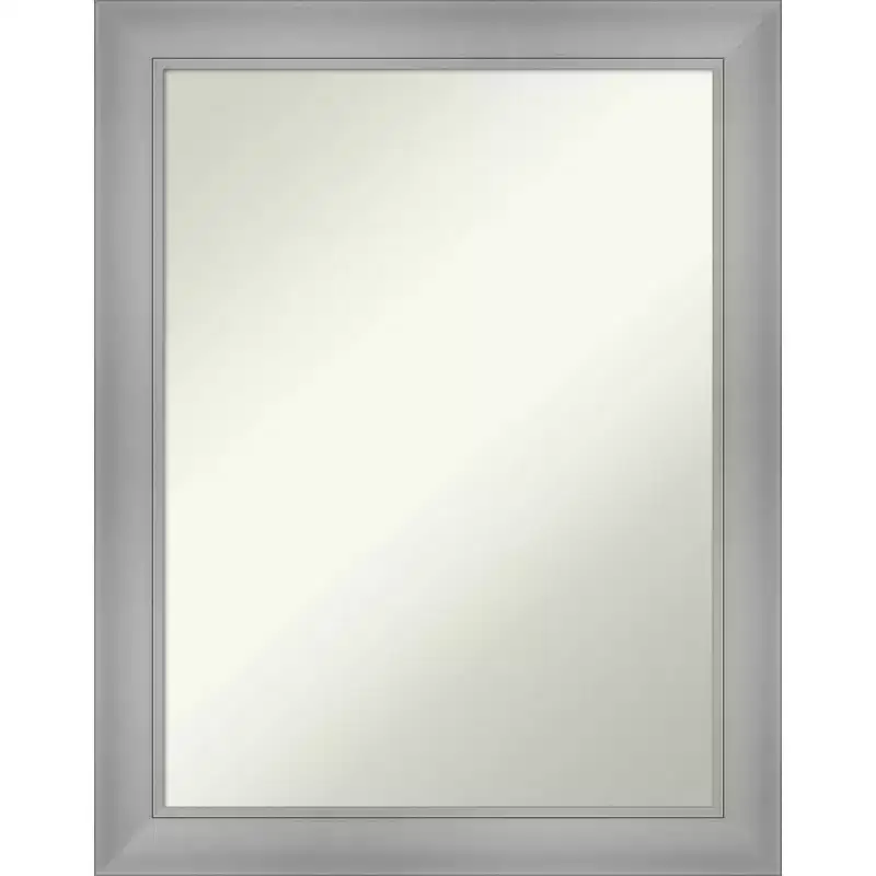 22" x 28" Non-Beveled Flair Polished Nickel Wall Mirror - Amanti Art: Rectangle, Modern Style, Includes Mounting Hardware