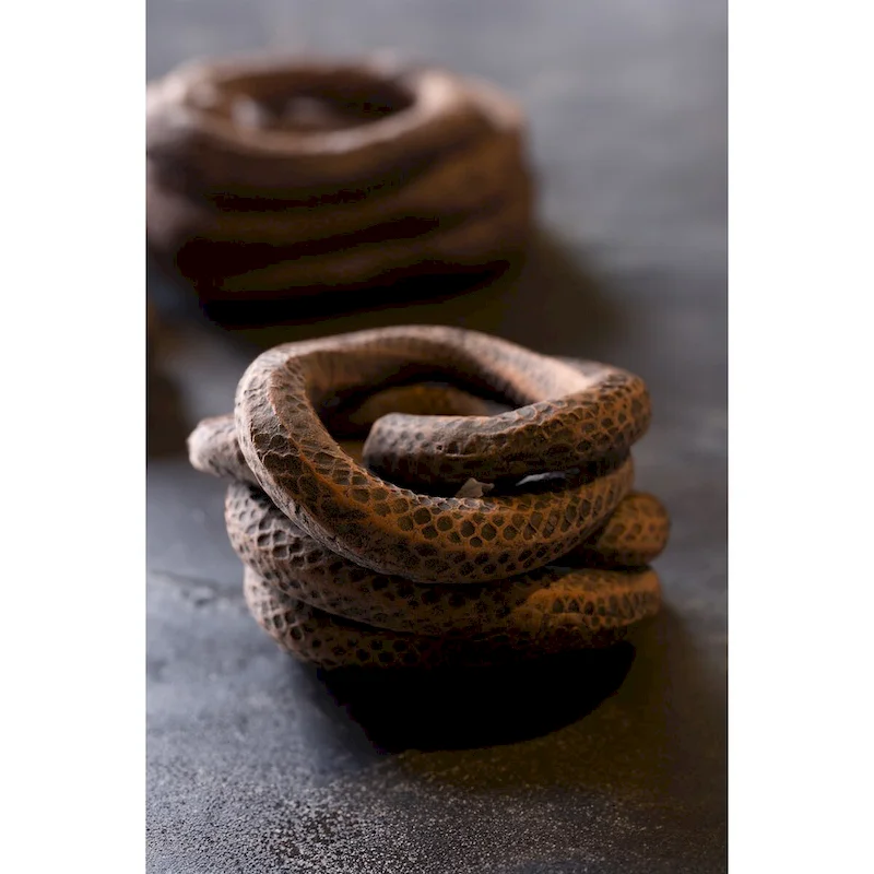 Snake Basket 1 Ivory Black Wash 9 x8 x4 - ST - Ivory Black Wash - Ivory Black Wash