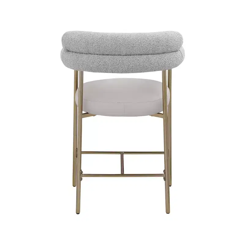 Meridian Furniture,Blake Taupe Boucle Fabric / Vegan Leather Counter Stool, Set of 2