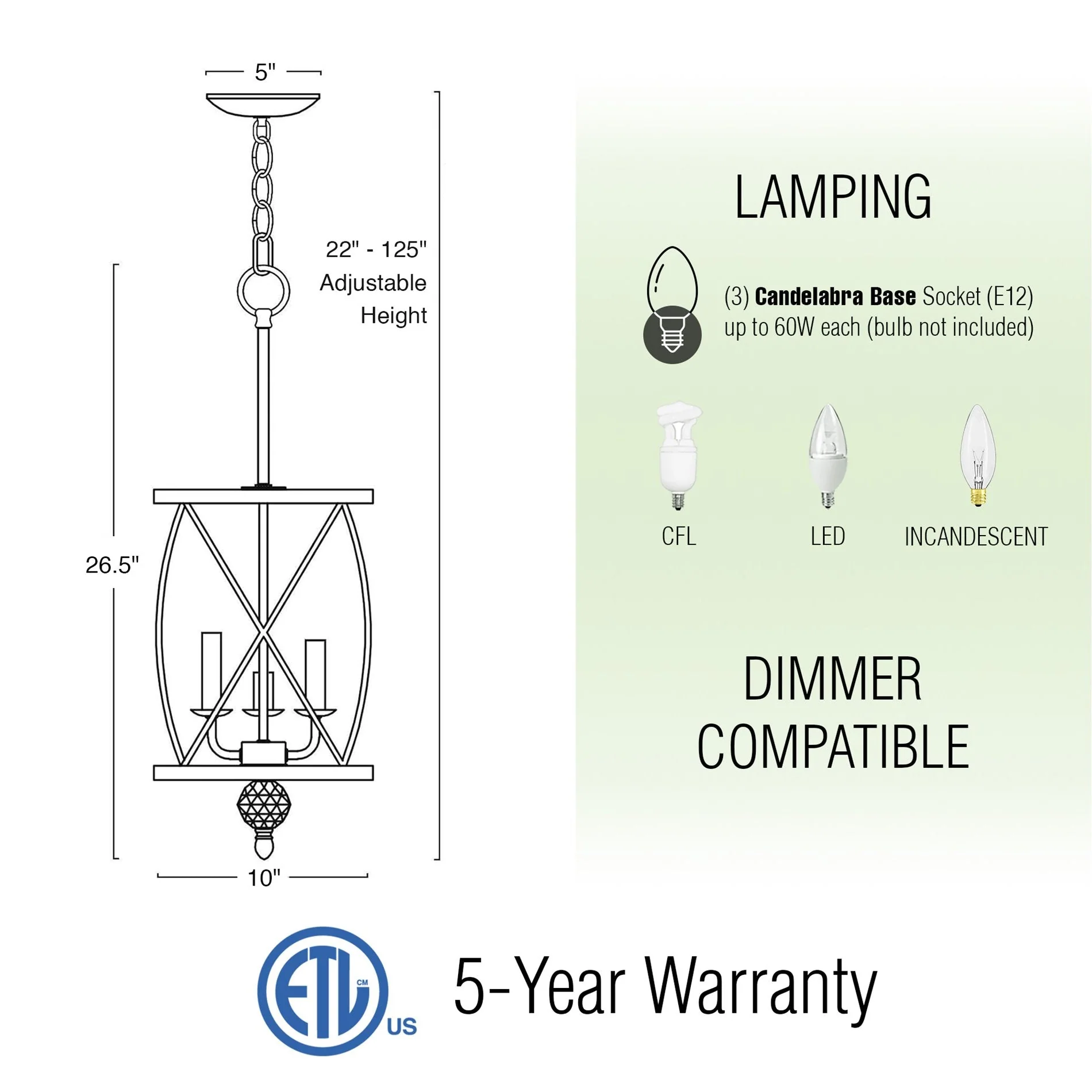 Eleanor 27 Traditional 3-Light Foyer Pendant Chandelier