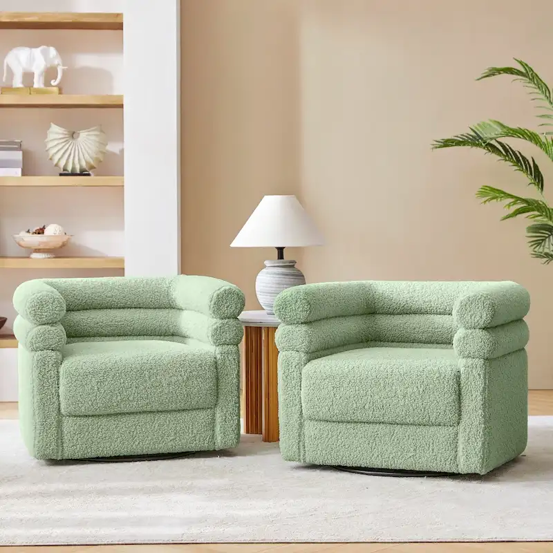 Rosa Modern Boucle Swivel Chair with Pillow Set of 2 by HULALA HOME