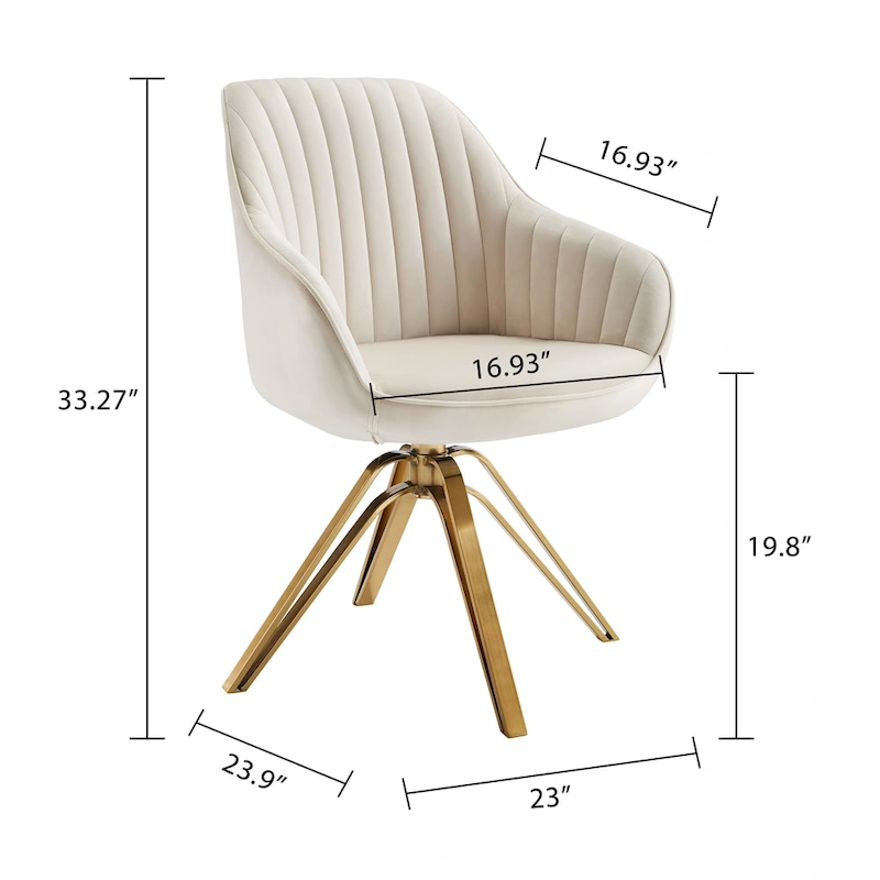 Art Leon Modern Velvet Swivel Chair with Golden Finish