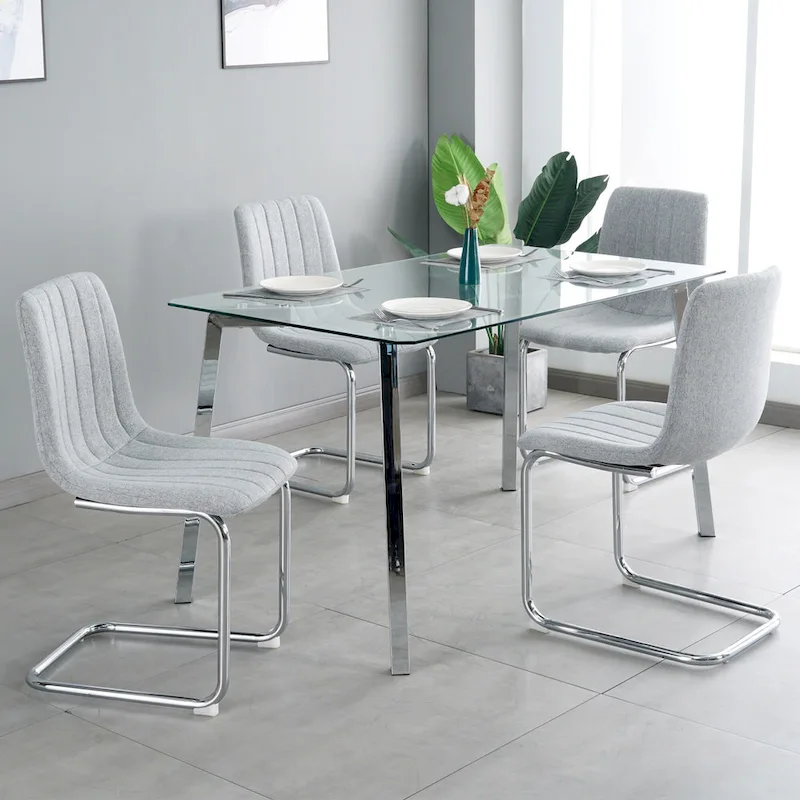 Set of 4 Modern Dining Chair with Metal Legs