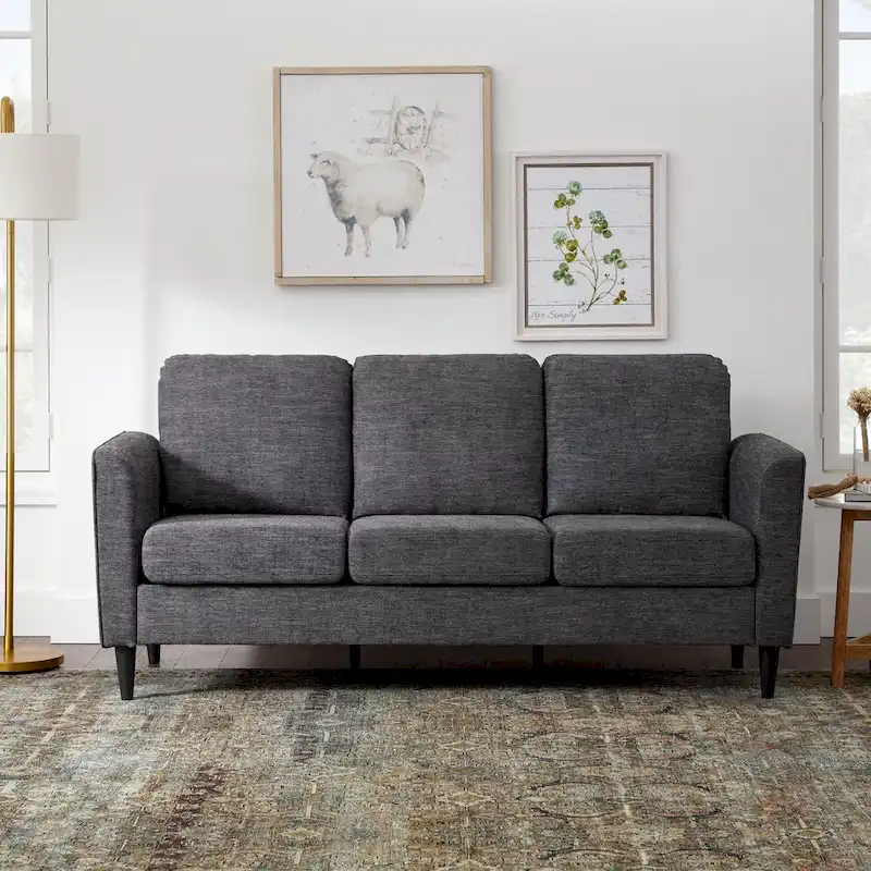 Upholstered Curved Arm Sofa - Seats 3