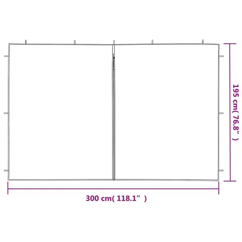 vidaXL Party Tent Sidewall 2 Pcs Patio Pavilion Canopy Sidewall with Zipper PE