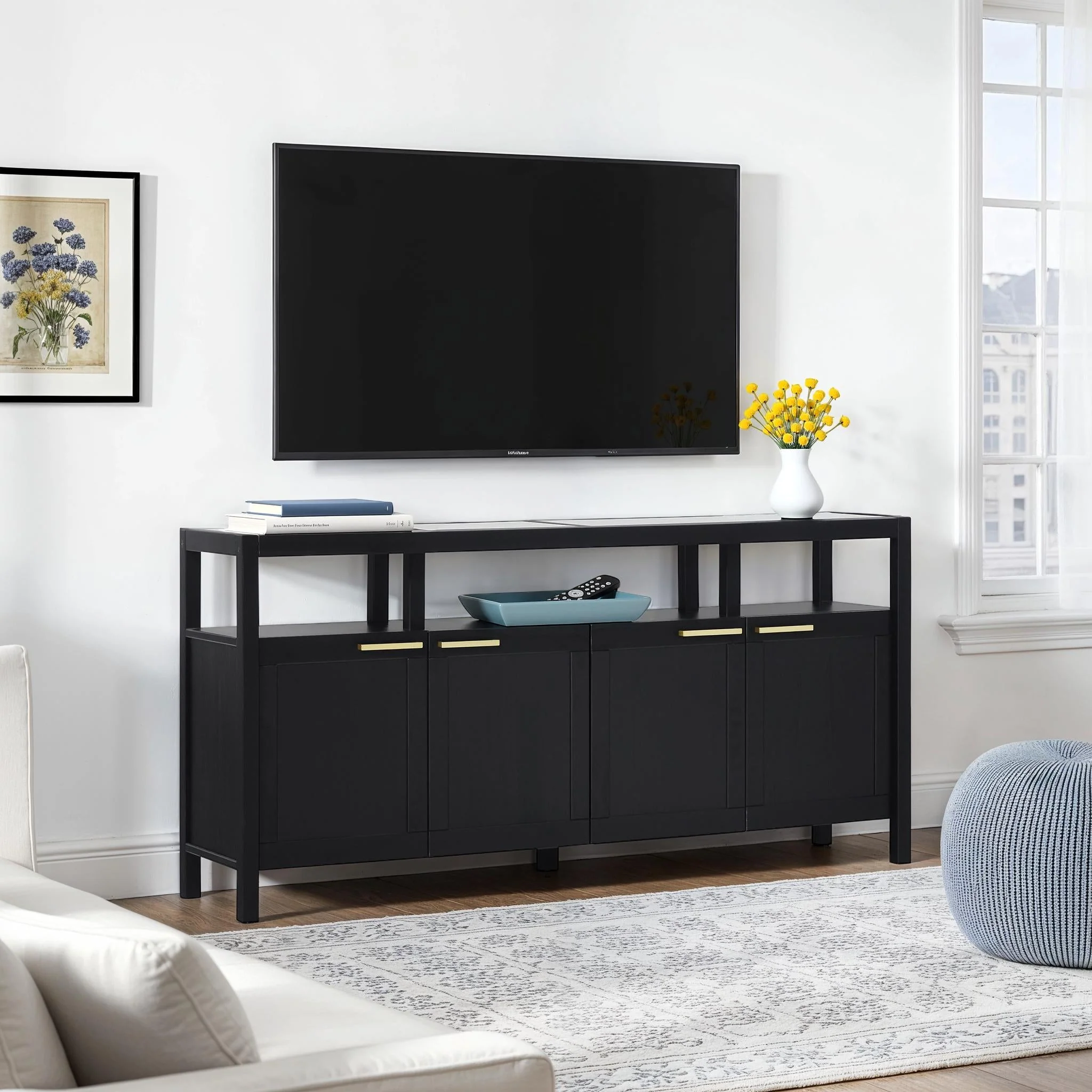Isla Modern TV Stand with Glass Top