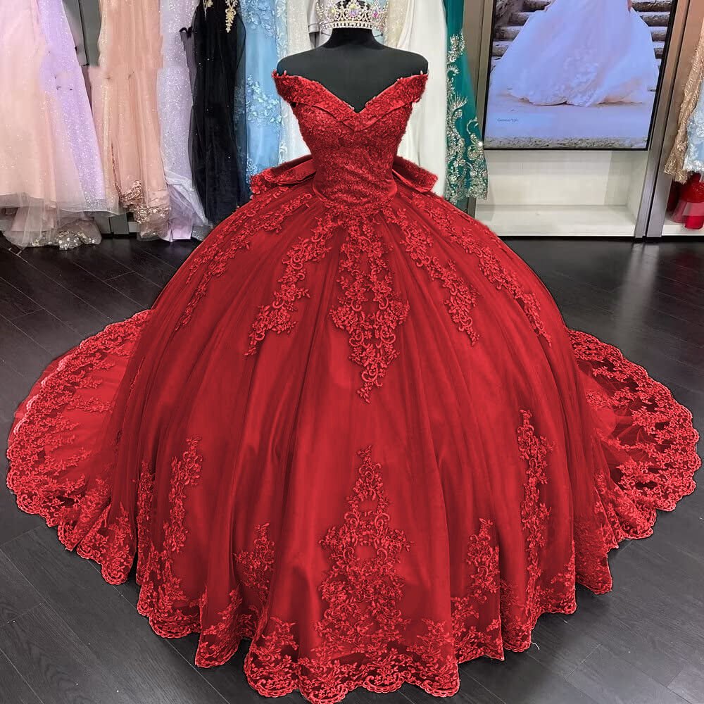 Lace Tulle Sage Applique Off Shoulder Quinceanera Dresses