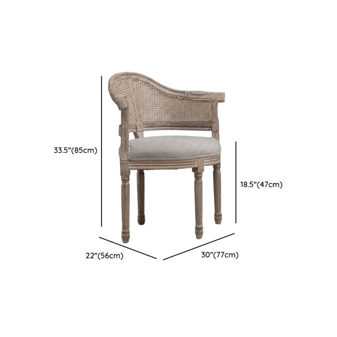 Rustic Rattan Upholstered Wood Dining Chair