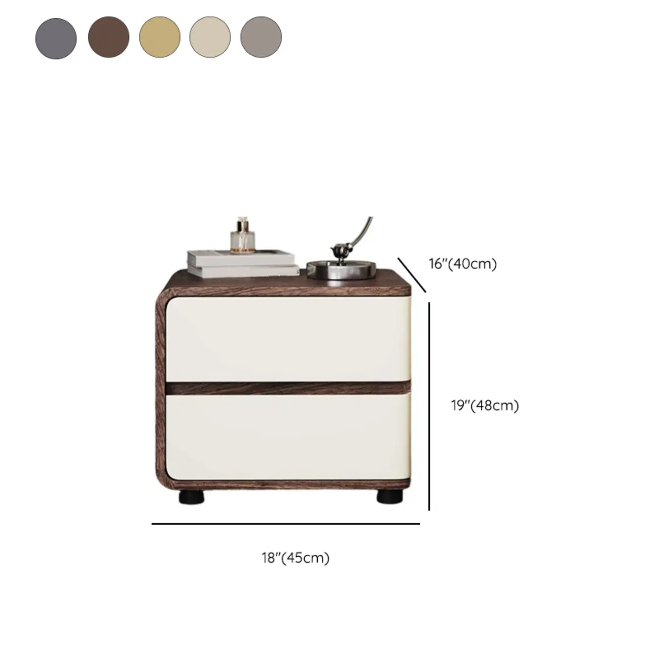 Modern Narrow Wooden Nightstand with 2 Drawers